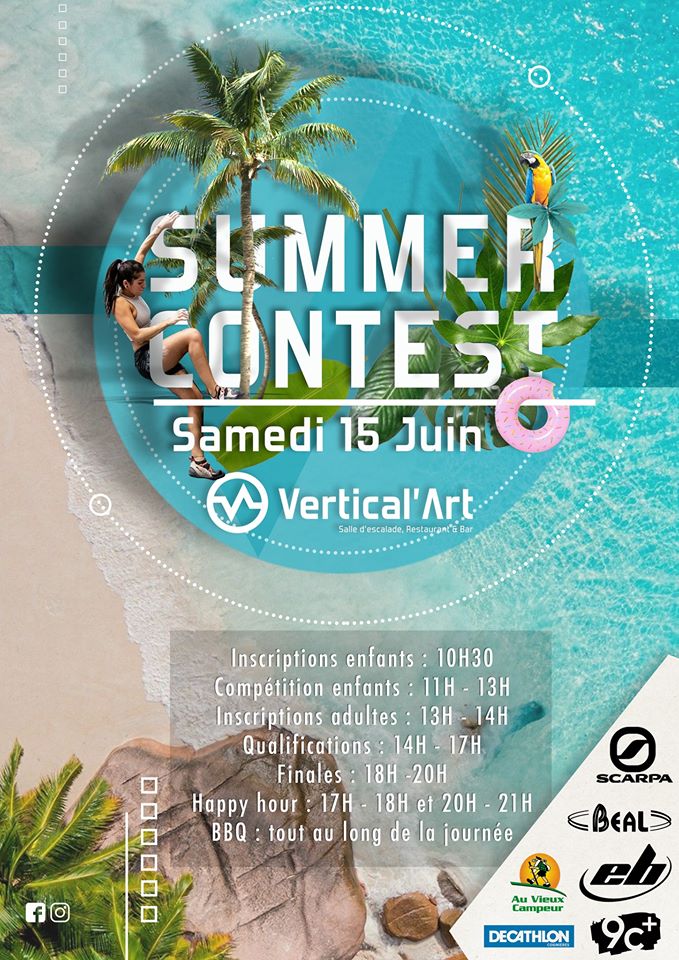 vertical'art saint-quentin-en-yvelines / contest vertical'art / escalade de bloc / lot / DJ set / BBQ / sponsor décathlon, la banque postale, EB, scarpa