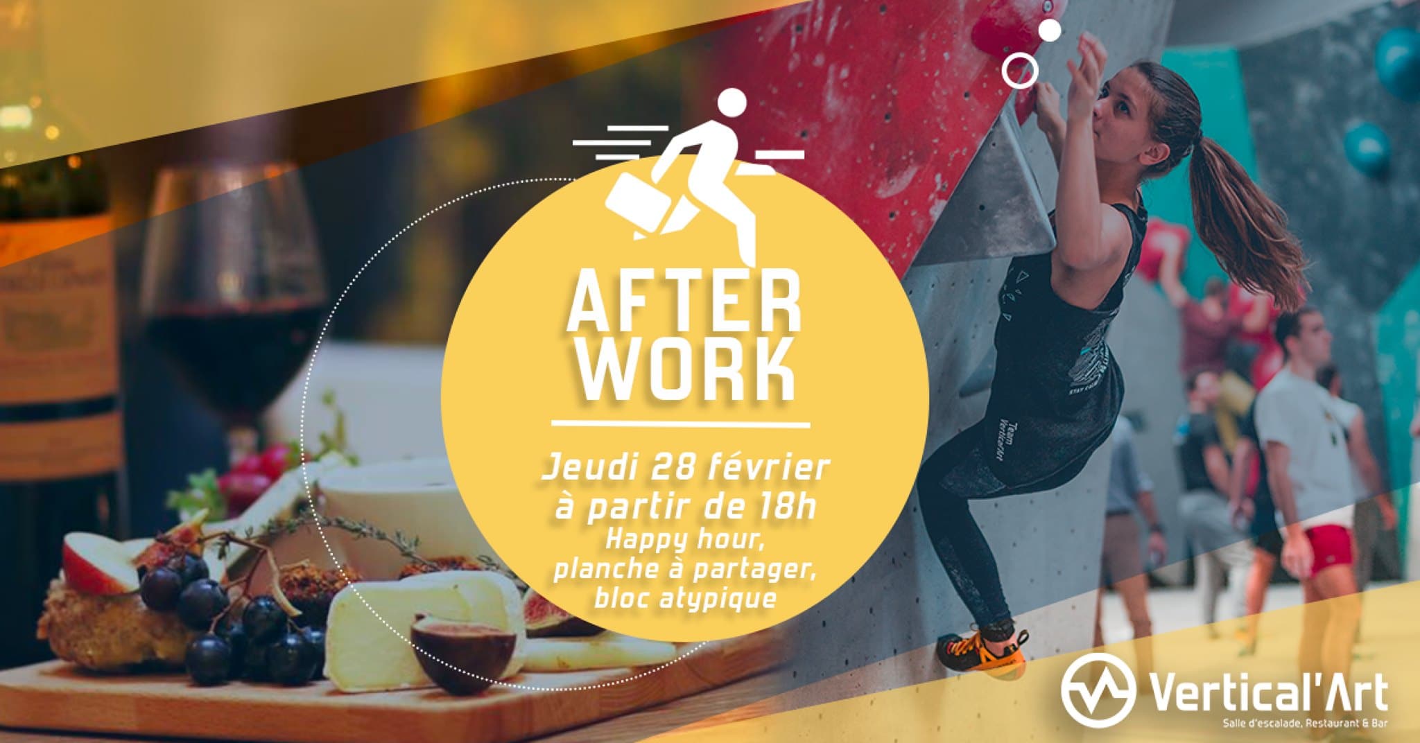 After-Work Vertical'Art Saint-Quentin-en-Yvelines _ Soirée Grimpe de fin de semaine - Fin février - Week-end - Loisir sportif - Sortie de Vendredi soir Yvelines - Vertical'Art- Salle d'escalade animée - Vertical'Art SQY-